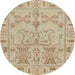 Round Abstract Brown Oriental Rug, abs1736