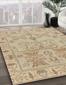 Abstract Brown Oriental Rug in Family Room, abs1736