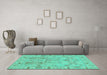 Machine Washable Oriental Turquoise Traditional Area Rugs in a Living Room,, wshabs1736turq