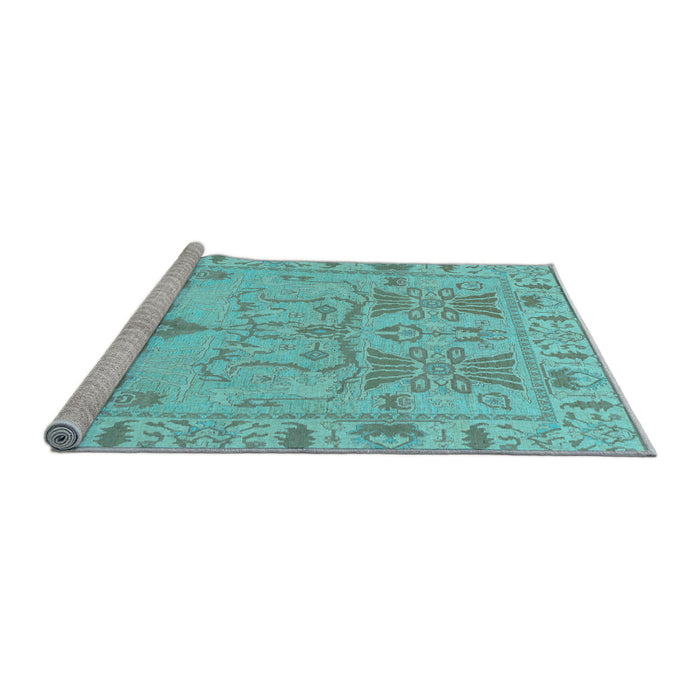 Sideview of Machine Washable Oriental Light Blue Traditional Rug, wshabs1736lblu