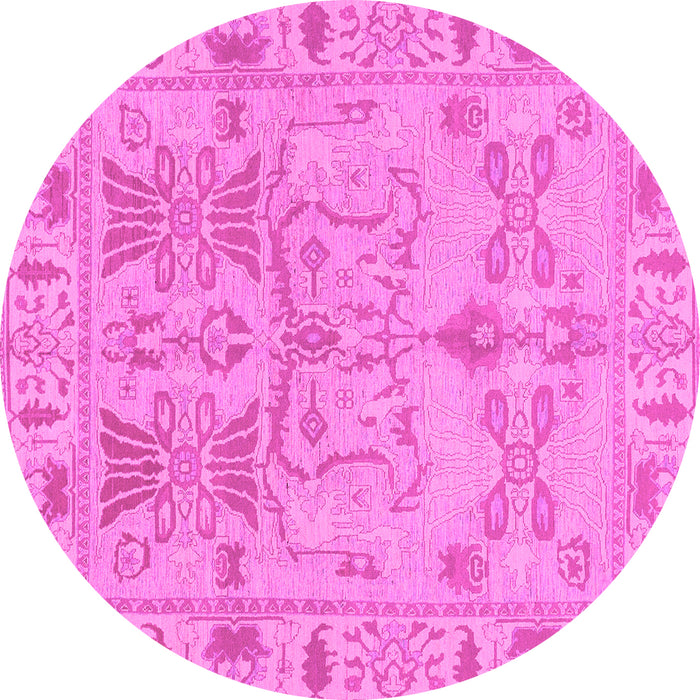 Round Machine Washable Oriental Pink Traditional Rug, wshabs1736pnk
