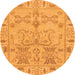 Round Oriental Orange Traditional Rug, abs1736org