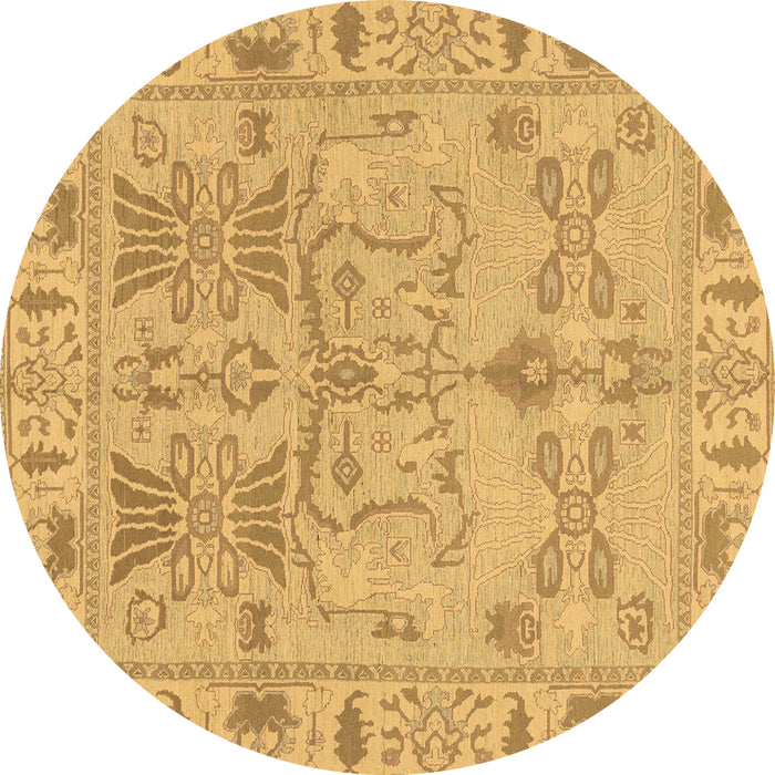 Round Machine Washable Oriental Brown Traditional Rug, wshabs1736brn