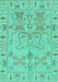 Machine Washable Oriental Turquoise Traditional Area Rugs, wshabs1736turq