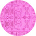 Round Oriental Pink Traditional Rug, abs1736pnk