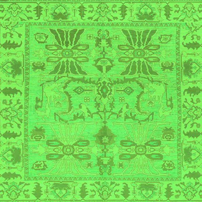 Square Machine Washable Oriental Green Traditional Area Rugs, wshabs1736grn
