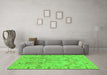 Machine Washable Oriental Green Traditional Area Rugs in a Living Room,, wshabs1736grn