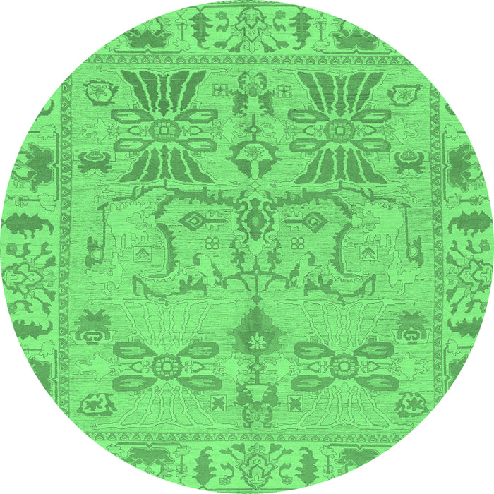Round Oriental Emerald Green Traditional Rug, abs1736emgrn