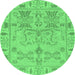 Round Oriental Emerald Green Traditional Rug, abs1736emgrn