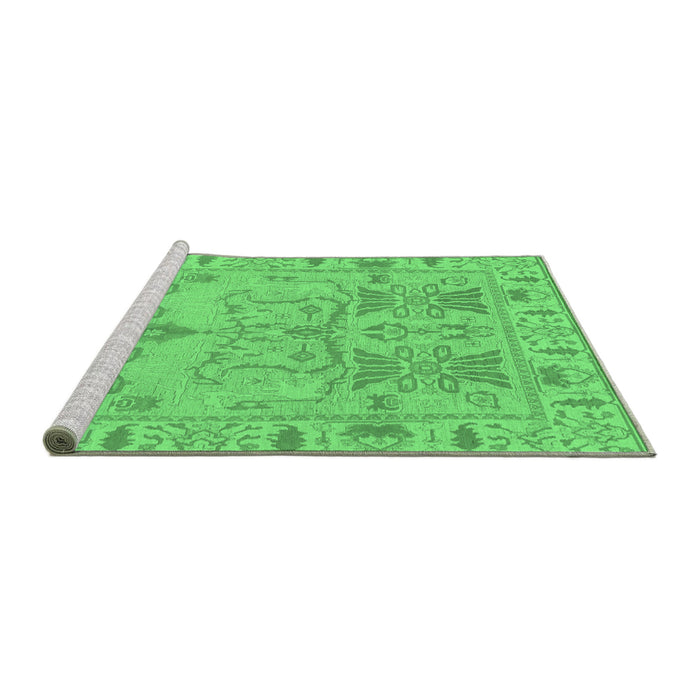 Sideview of Machine Washable Oriental Emerald Green Traditional Area Rugs, wshabs1736emgrn