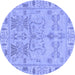 Round Oriental Blue Traditional Rug, abs1736blu