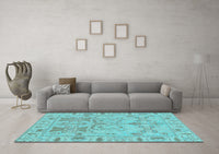 Machine Washable Oriental Light Blue Traditional Rug, wshabs1736lblu