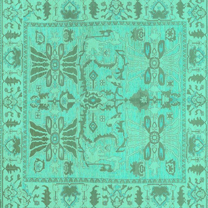 Square Oriental Turquoise Traditional Rug, abs1736turq
