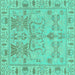 Square Oriental Turquoise Traditional Rug, abs1736turq