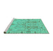 Sideview of Machine Washable Oriental Turquoise Traditional Area Rugs, wshabs1736turq