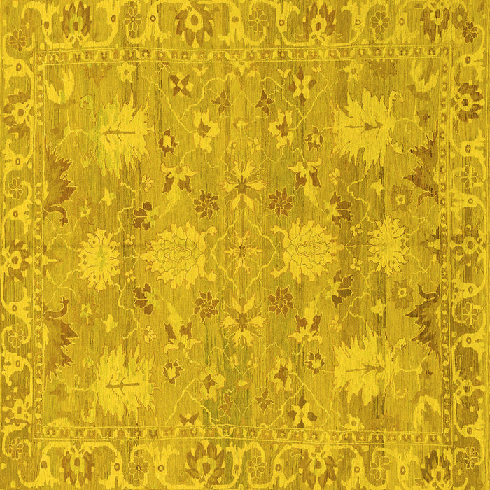 Square Machine Washable Oriental Yellow Traditional Rug, wshabs1737yw