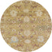 Round Abstract Cinnamon Brown Oriental Rug, abs1737