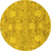 Round Oriental Yellow Traditional Rug, abs1737yw