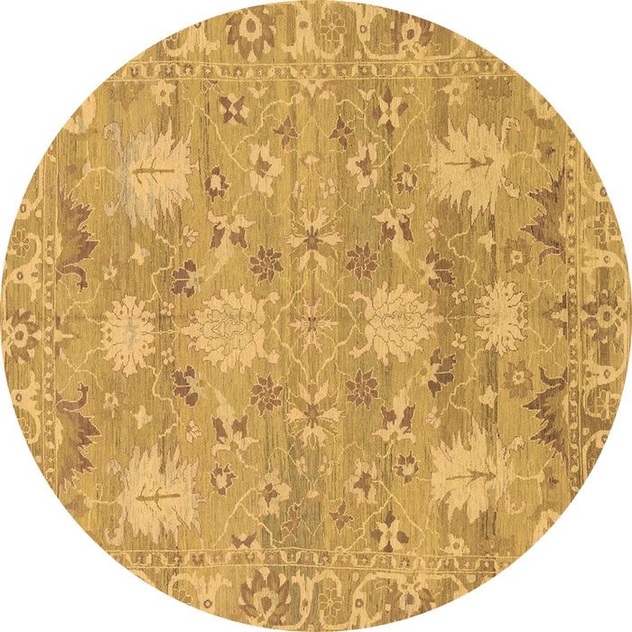 Round Oriental Brown Traditional Rug, abs1737brn