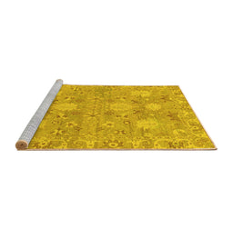 Sideview of Machine Washable Oriental Yellow Traditional Rug, wshabs1737yw