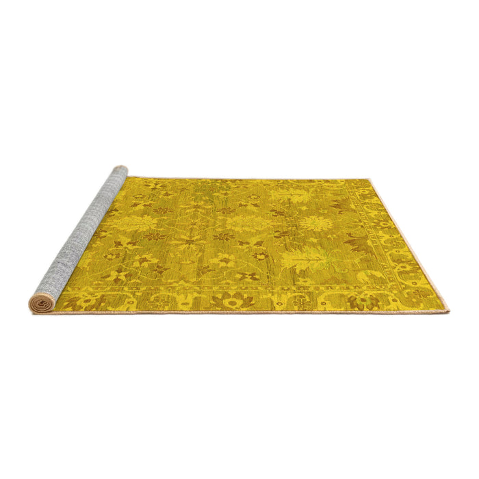 Sideview of Machine Washable Oriental Yellow Traditional Rug, wshabs1737yw