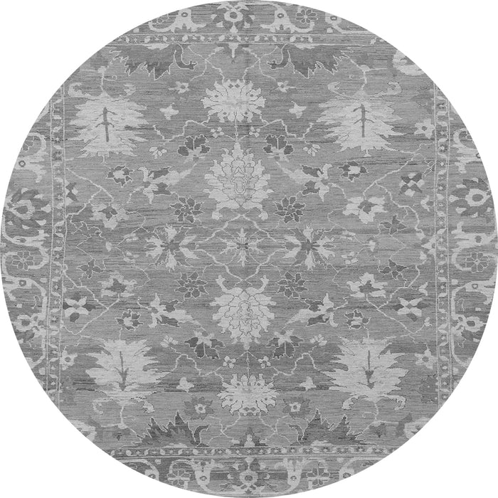 Round Machine Washable Oriental Gray Traditional Rug, wshabs1737gry