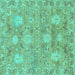 Square Machine Washable Oriental Turquoise Traditional Area Rugs, wshabs1737turq