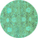 Round Oriental Turquoise Traditional Rug, abs1737turq