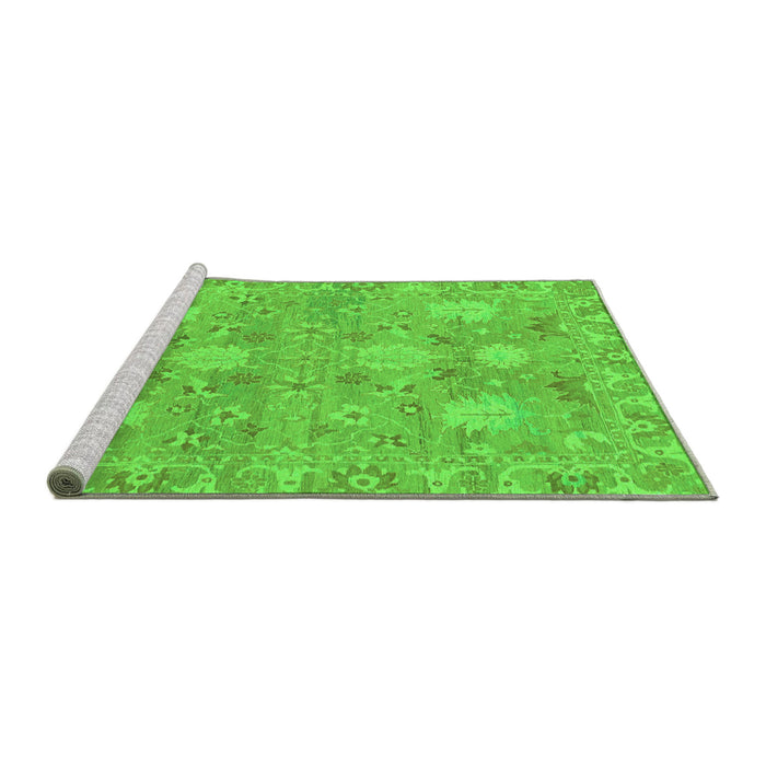Sideview of Machine Washable Oriental Green Traditional Area Rugs, wshabs1737grn