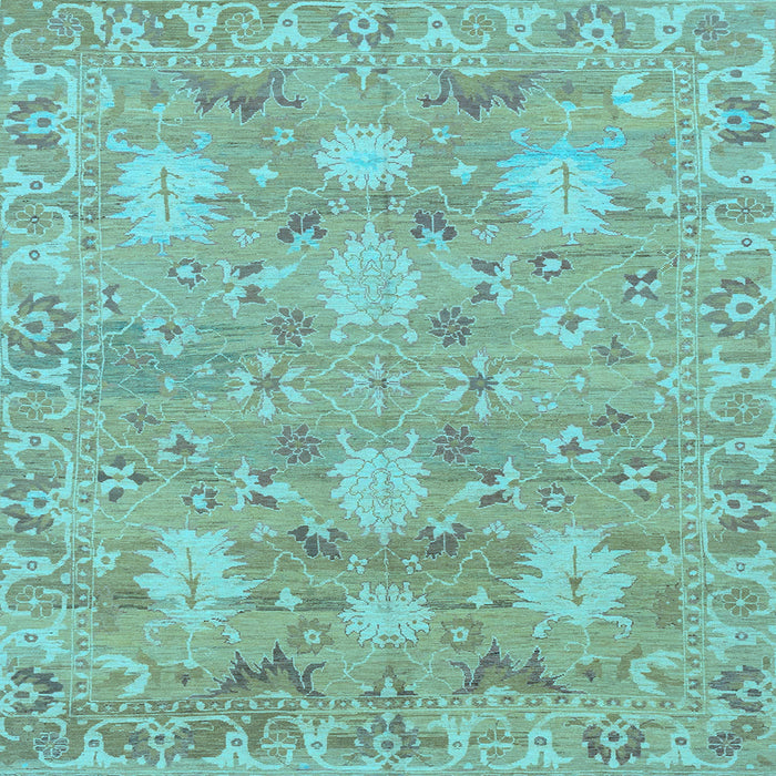 Square Machine Washable Oriental Light Blue Traditional Rug, wshabs1737lblu