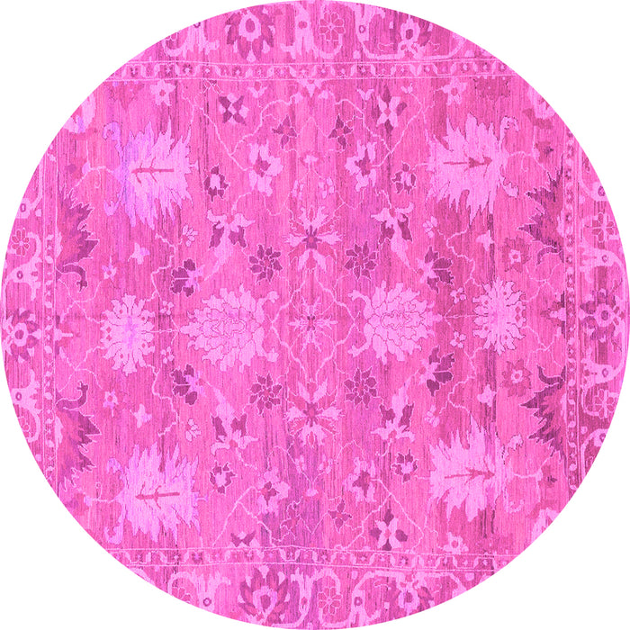 Round Oriental Pink Traditional Rug, abs1737pnk