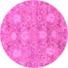 Round Oriental Pink Traditional Rug, abs1737pnk