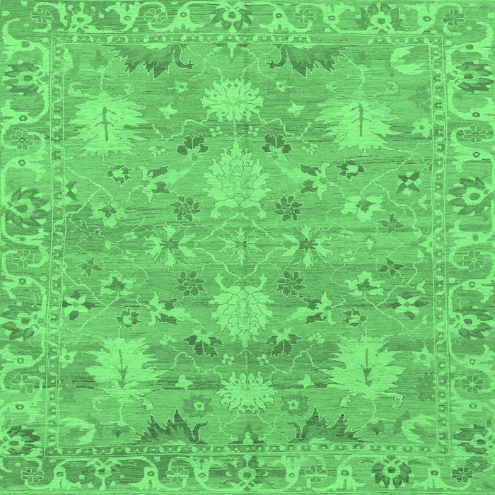 Square Oriental Emerald Green Traditional Rug, abs1737emgrn
