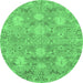 Round Oriental Emerald Green Traditional Rug, abs1737emgrn