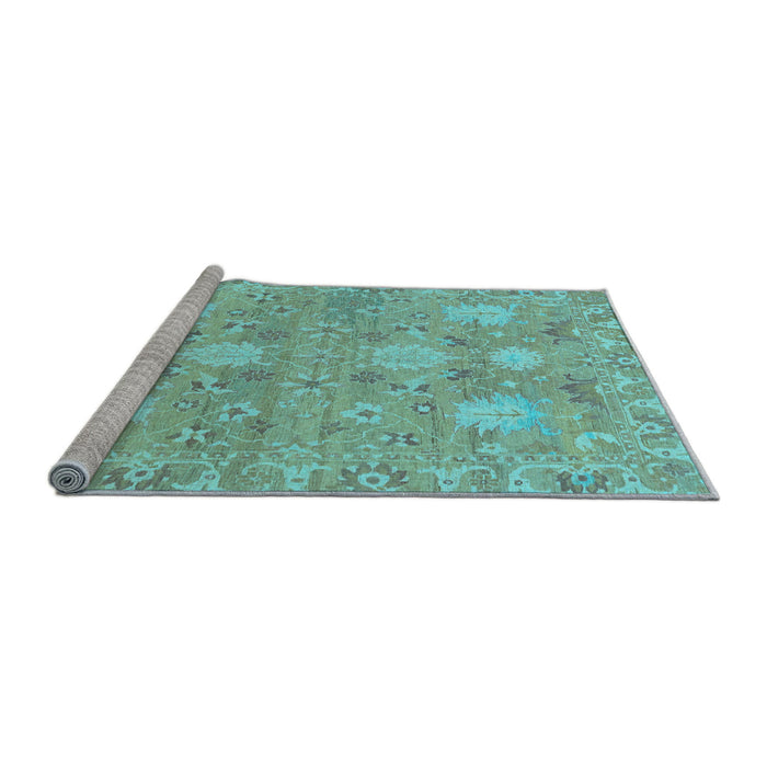 Sideview of Machine Washable Oriental Light Blue Traditional Rug, wshabs1737lblu