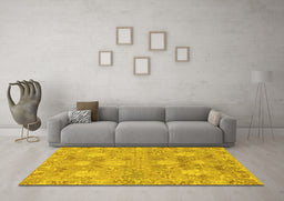 Machine Washable Oriental Yellow Traditional Rug in a Living Room, wshabs1737yw