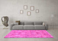 Machine Washable Oriental Pink Traditional Rug, wshabs1737pnk