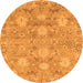 Round Machine Washable Oriental Orange Traditional Area Rugs, wshabs1737org