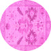 Round Oriental Pink Traditional Rug, abs1738pnk