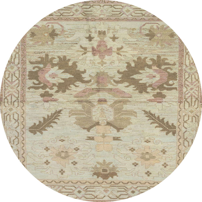 Round Abstract Camel Brown Oriental Rug, abs1738