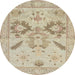 Round Abstract Camel Brown Oriental Rug, abs1738