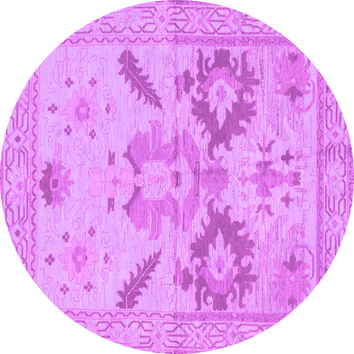 Round Machine Washable Oriental Purple Traditional Area Rugs, wshabs1738pur