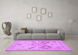 Machine Washable Oriental Purple Traditional Area Rugs in a Living Room, wshabs1738pur