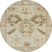 Round Machine Washable Abstract Camel Brown Rug, wshabs1738