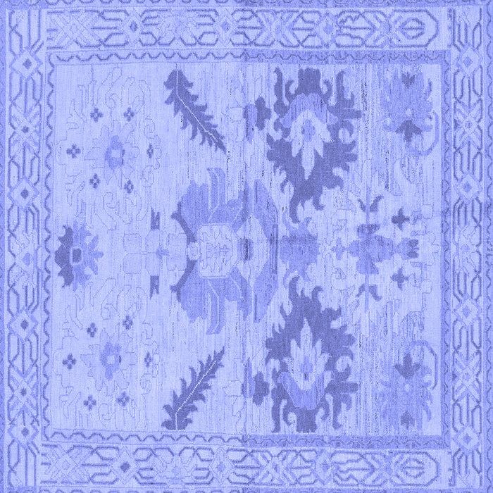 Square Machine Washable Oriental Blue Traditional Rug, wshabs1738blu