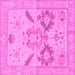 Square Oriental Pink Traditional Rug, abs1738pnk