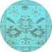 Round Oriental Light Blue Traditional Rug, abs1738lblu