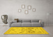 Machine Washable Oriental Yellow Traditional Rug in a Living Room, wshabs1738yw