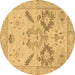 Round Oriental Brown Traditional Rug, abs1738brn