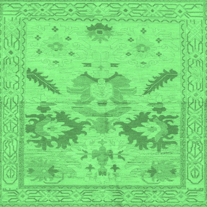 Square Machine Washable Oriental Emerald Green Traditional Area Rugs, wshabs1738emgrn